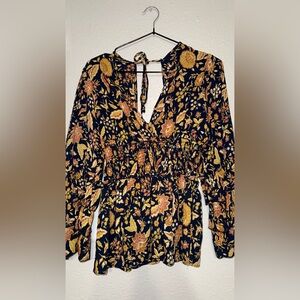 Floral Black and Gold Women's Top
